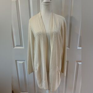 Eileen Fisher Cream Textured Silk Blend Cardigan Size L